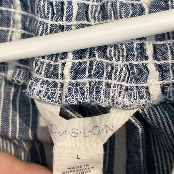 Caslon off the shoulder Striped Linen Blend Top Size Large - Picture 8 of 8